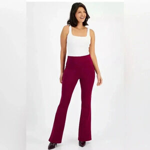 Inc NWT High-Rise Ponte Flare-Hem Ankle Pants burgundy size Large